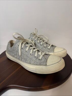 Converse Chuck Taylor All Star Metallic Silver Glitter Low Top Sneakers Size 7.5